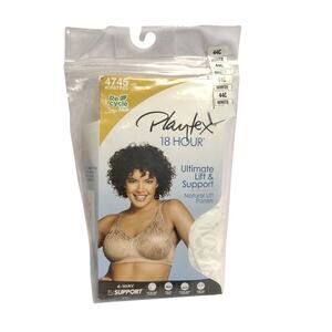 Playtex 18 Hour Ultimate Lift Support Bra 44C Wireless Full Coverage White 4745